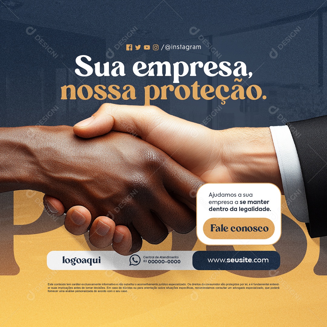 Advocacia Advogado Sua Empresa nossa Proteção Social Media PSD Editável