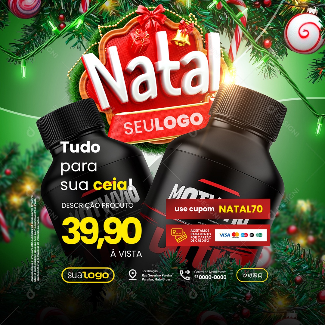 Natal de Ofertas Suplementos Tudo para Sua Ceia Social Media PSD Editável