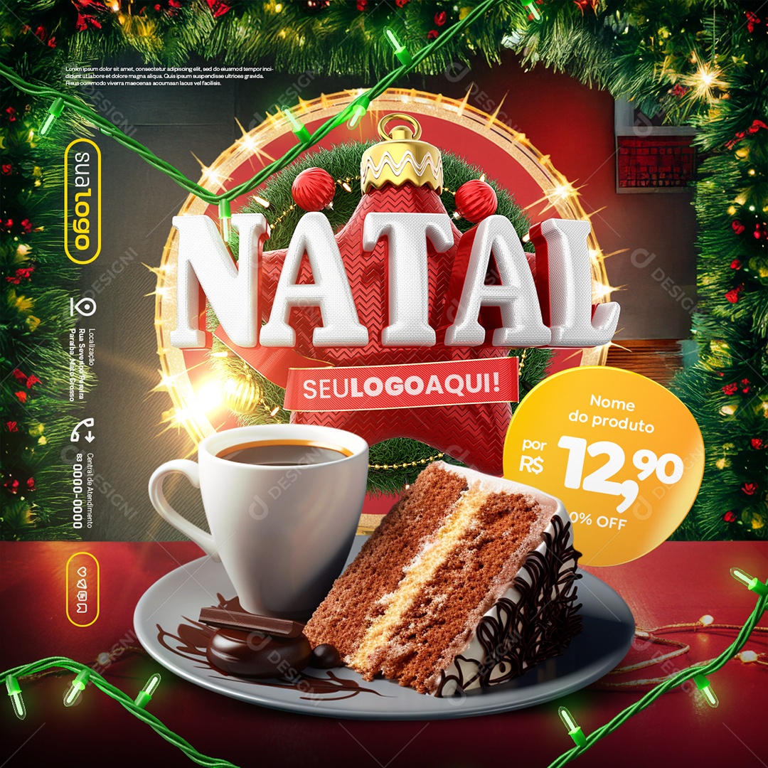 Natal de Ofertas Cafeteria Social Media PSD Editável