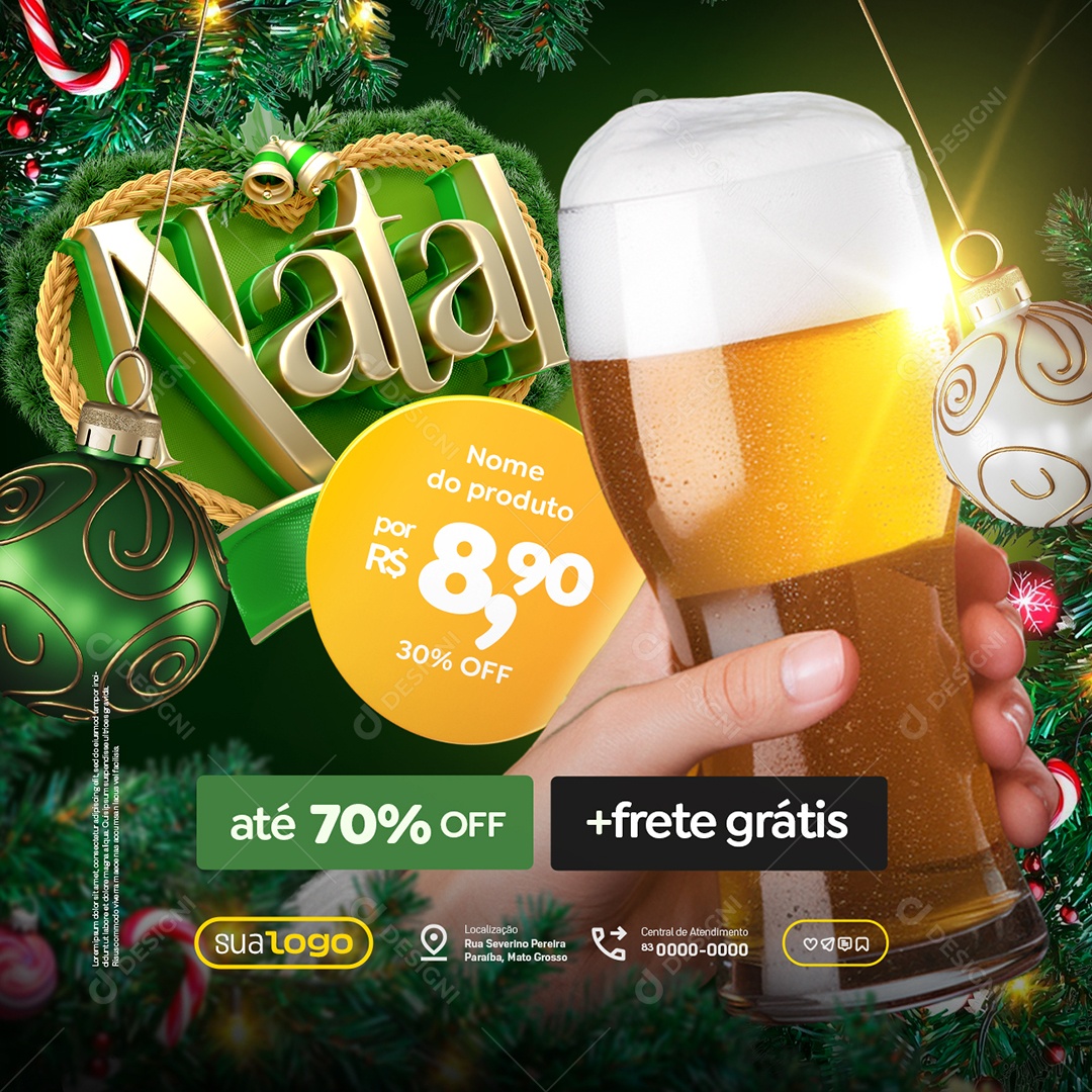 Natal de Ofertas Chopp Cervejaria Social Media PSD Editável