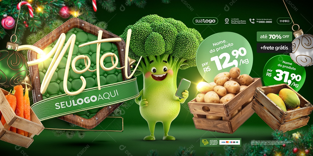Carrossel Natal de Ofertas Hortifruti Social Media PSD Editável