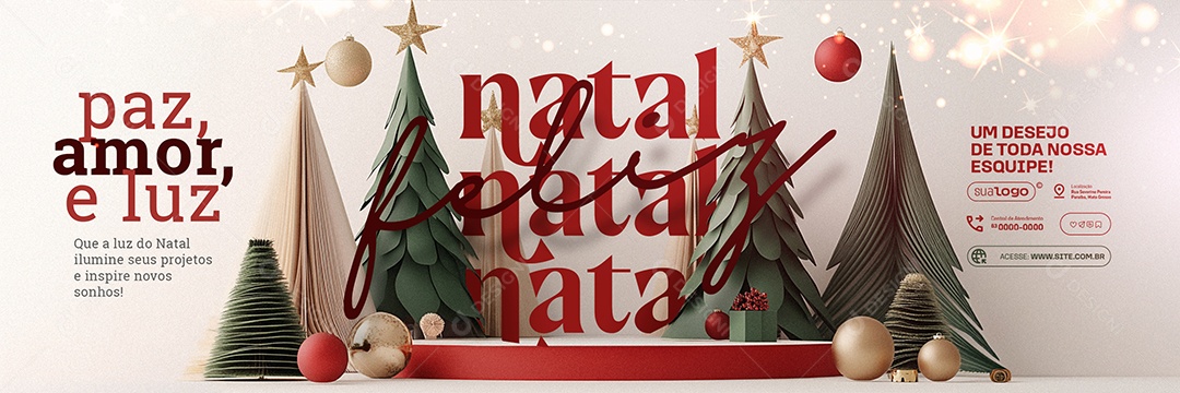 Carrossel Feliz Natal Paz Amor e Luz Social Media PSD Editável