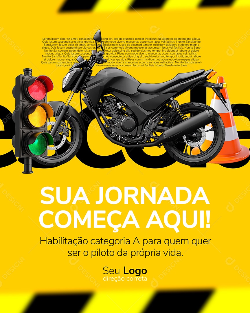 Auto Escola Sua Jornada Começa Aqui Social Media PSD Editável