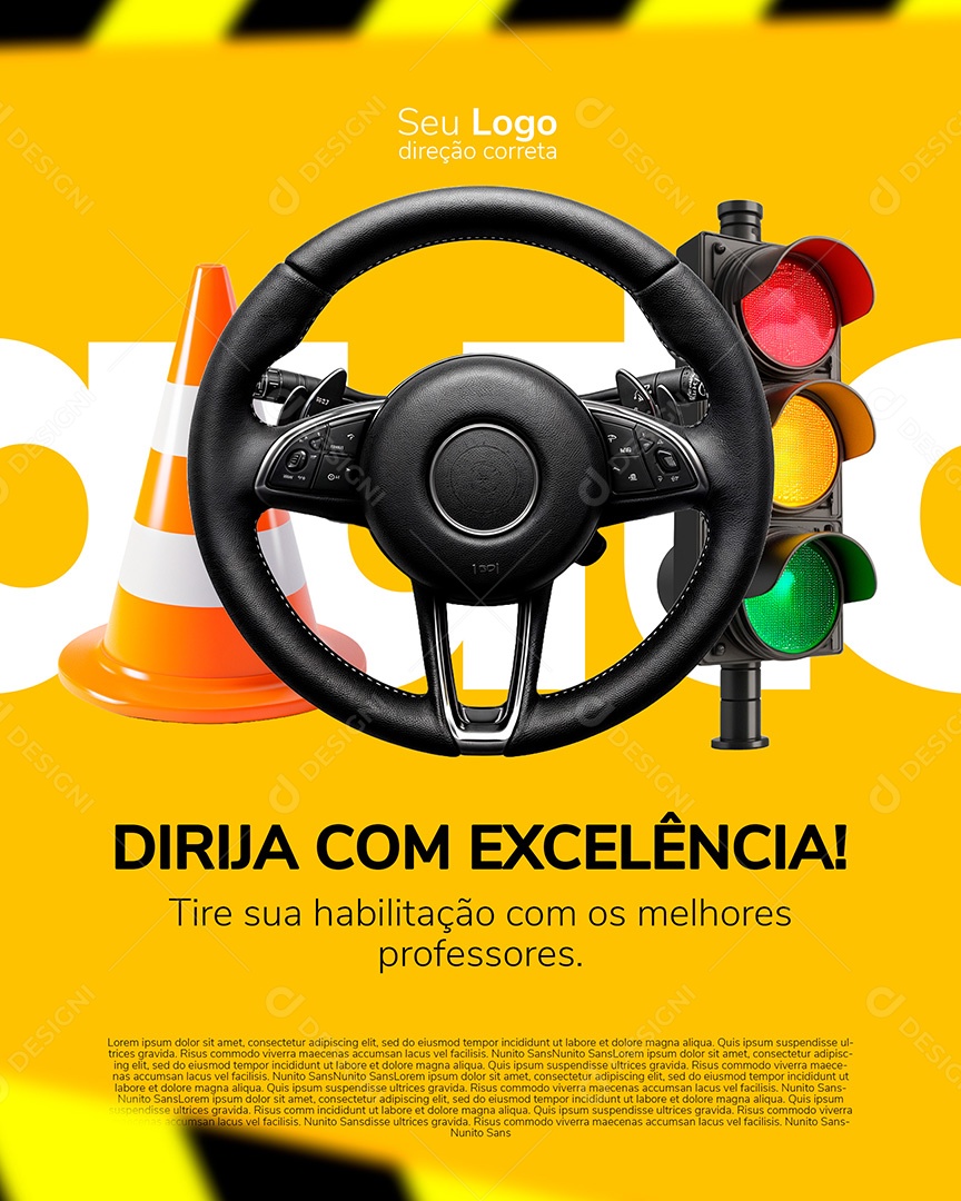 Auto Escola Aulas Práticas e Teóricas Social Media PSD Editável