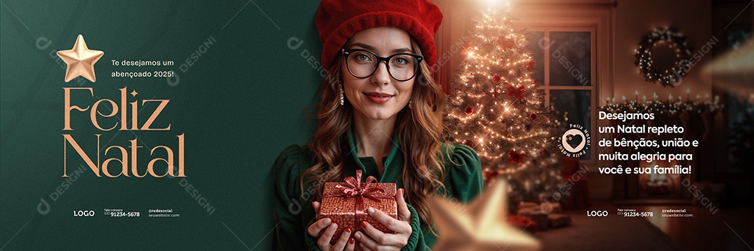 Carrossel Feliz Natal e Feliz Ano Novo Social Media PSD Editável