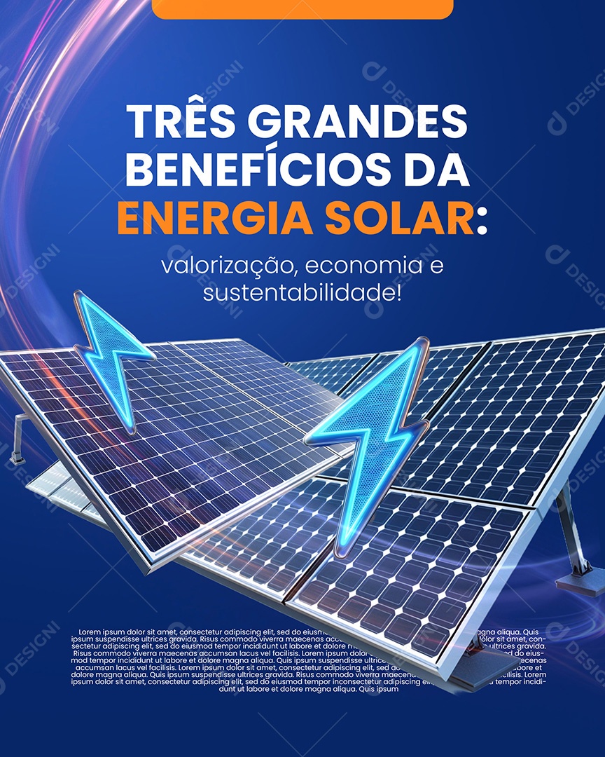 Energia Solar Grandes benefícios Social Media PSD Editável