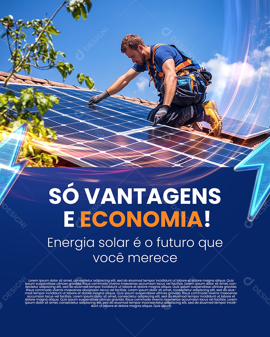 Energia Solar Só Vantagens Social Media PSD Editável