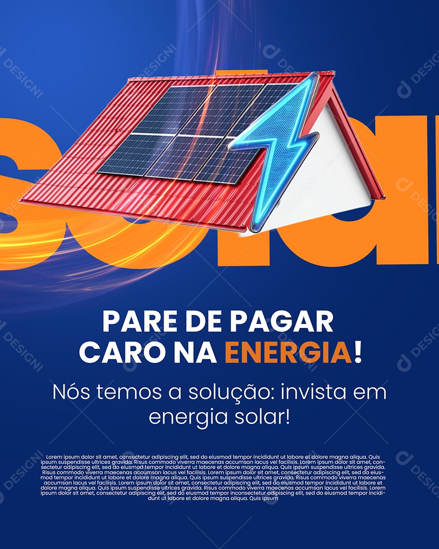 Energia Solar Pare De Pagar Caro Social Media PSD Editável