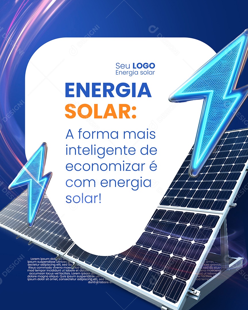 Energia Solar Forma mais Inteligente Social Media PSD Editável