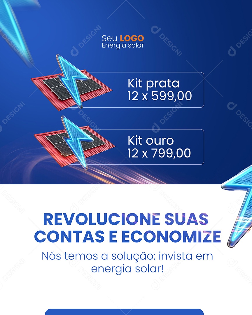 Energia Solar Economize Contas Social Media PSD Editável