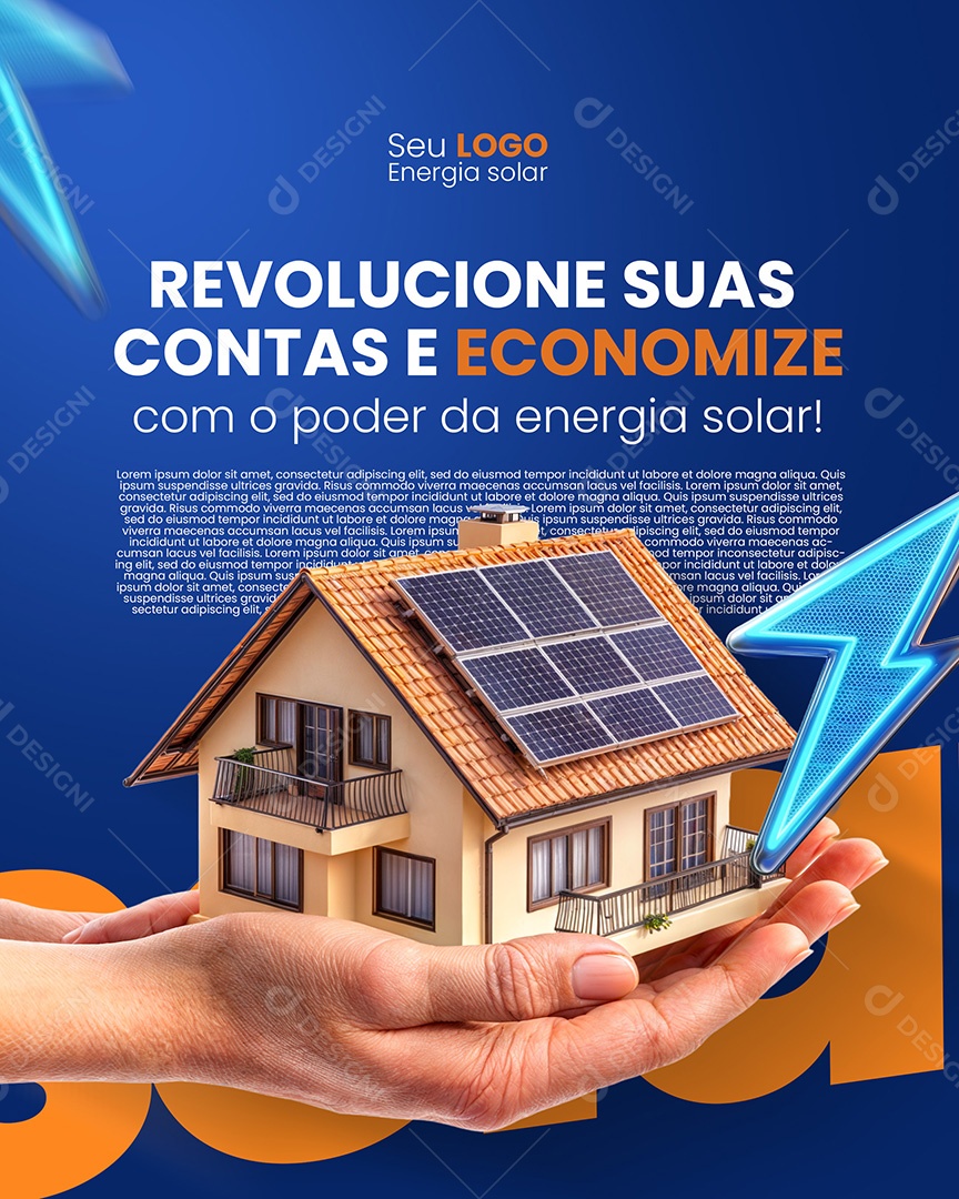 Energia Solar Economize Nas Suas Contas Social Media PSD Editável