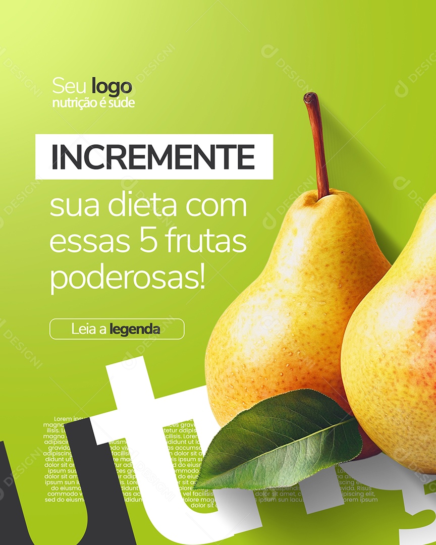 Nutricionista Cinco Frutas Poderosas Social Media PSD Editável