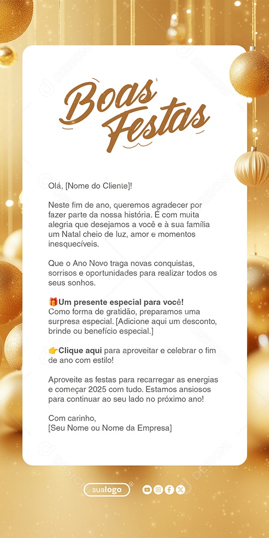 Email Marketing Boas Festas Feliz Natal e Ano Novo Social Media PSD Editável