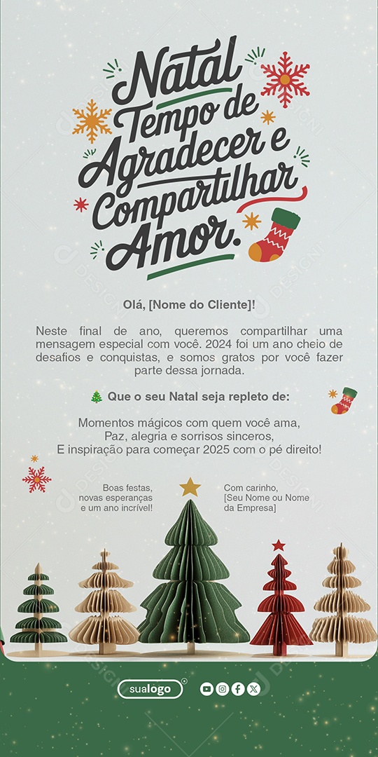 Email Marketing Boas Festas Natal Tempo de Agradecer Social Media PSD Editável