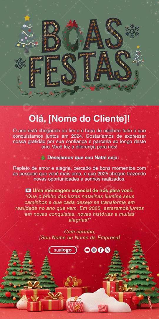 Email Marketing Boas Festas Natal Social Media PSD Editável