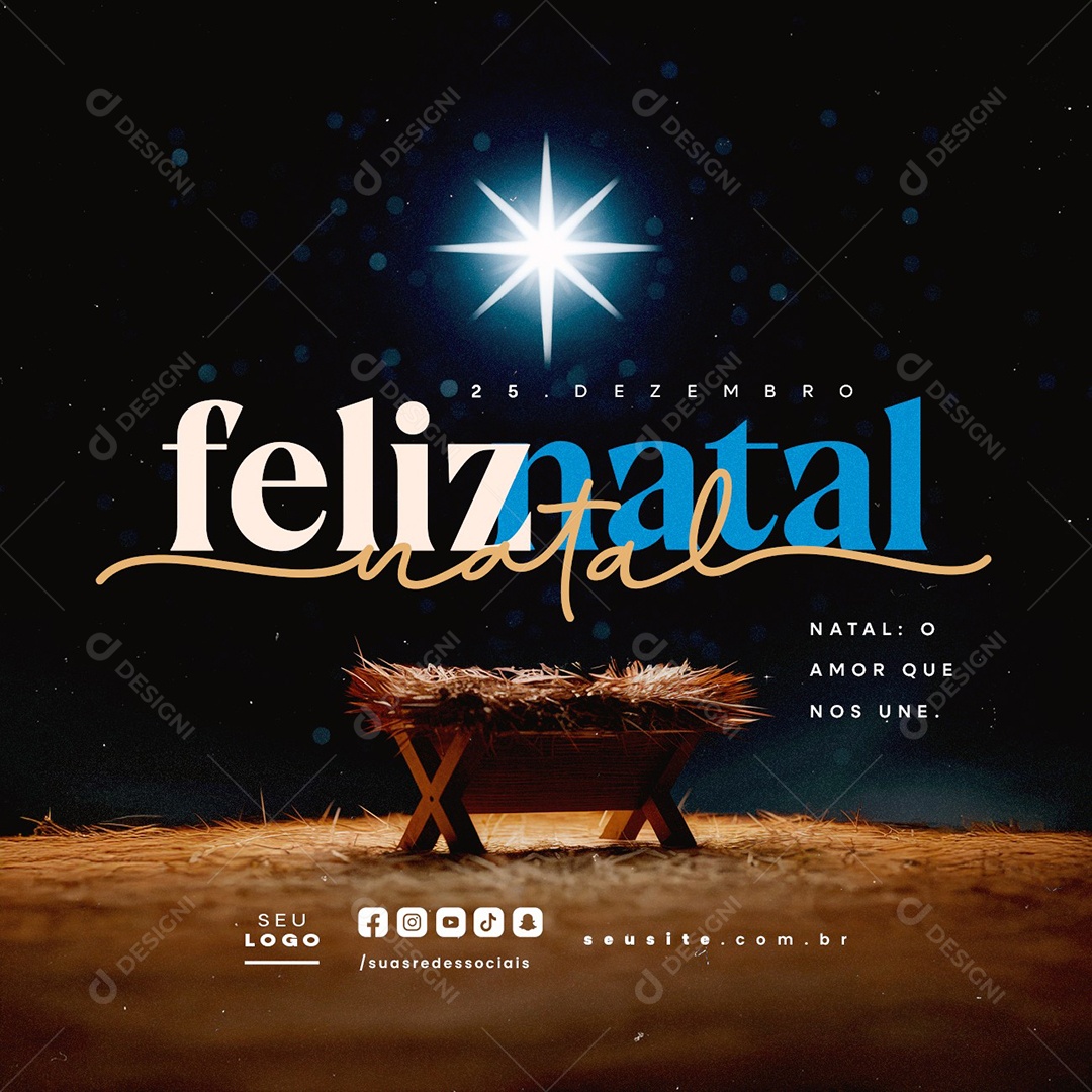 Feliz Natal 25 de Dezembro Social Media PSD Editável