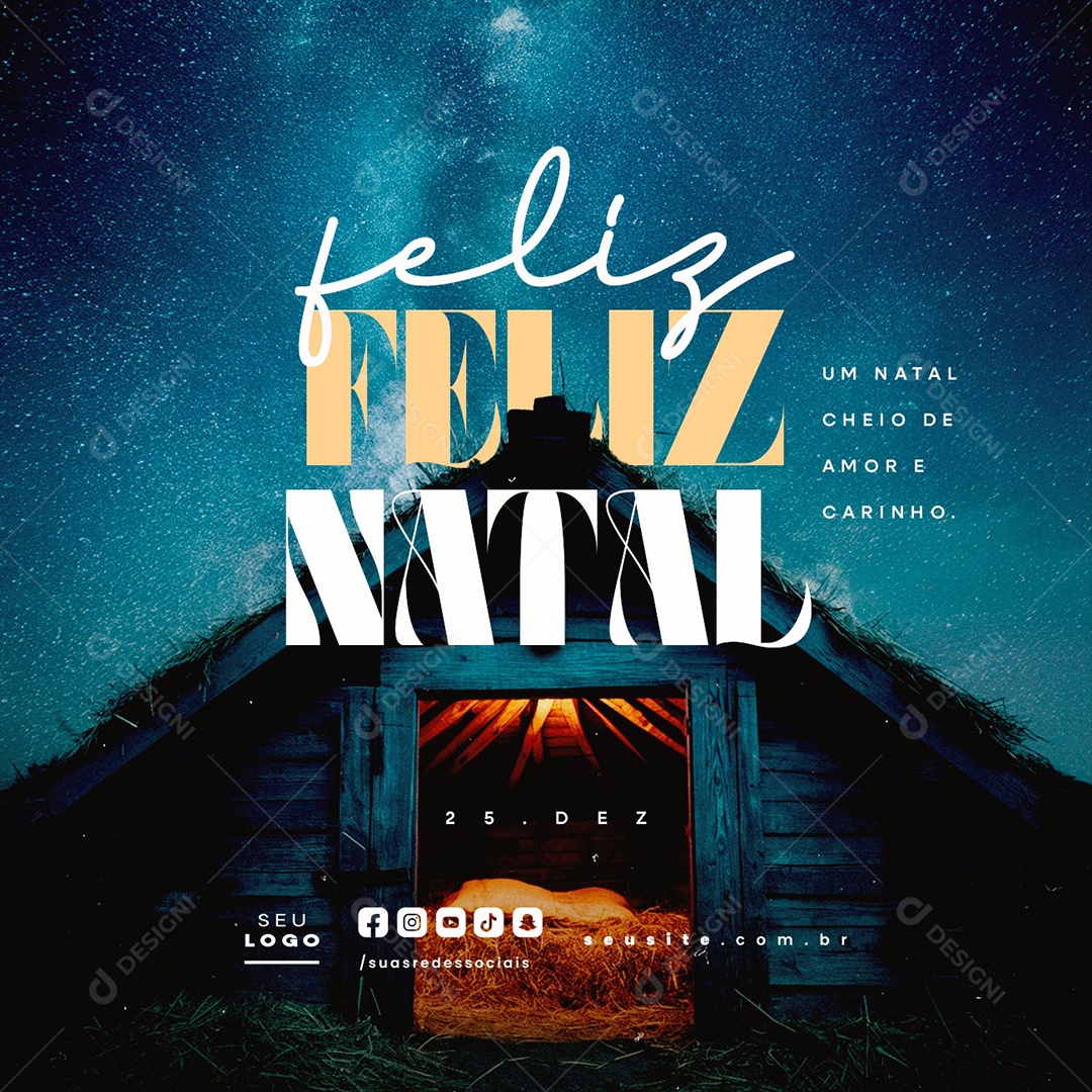 Feliz Natal 25 de Dezembro Um natal Cheio de Amor e Carinho Social Media PSD Editável