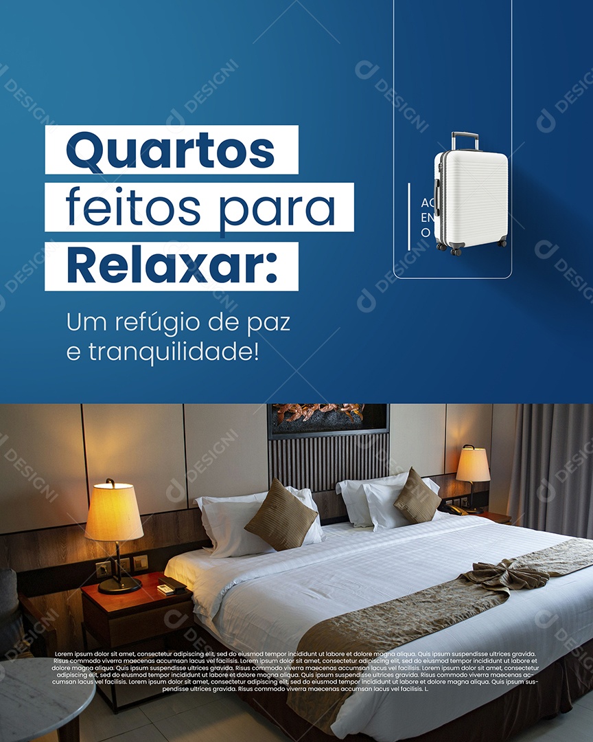 Hotel Quartos Feitos Para Relaxar Social Media PSD Editável