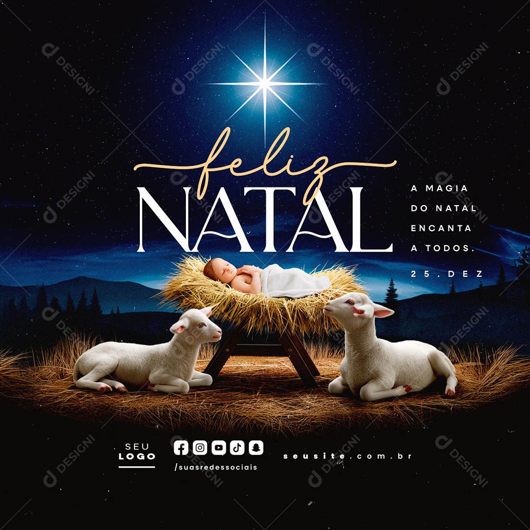 Feliz Natal 25 de Dezembro Social Media PSD Editável