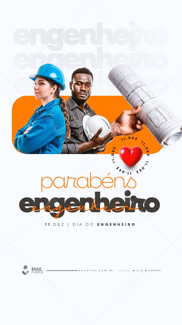 Story Dia do Engenheiro 11 de Dezembro Parabéns Social Media PSD Editável