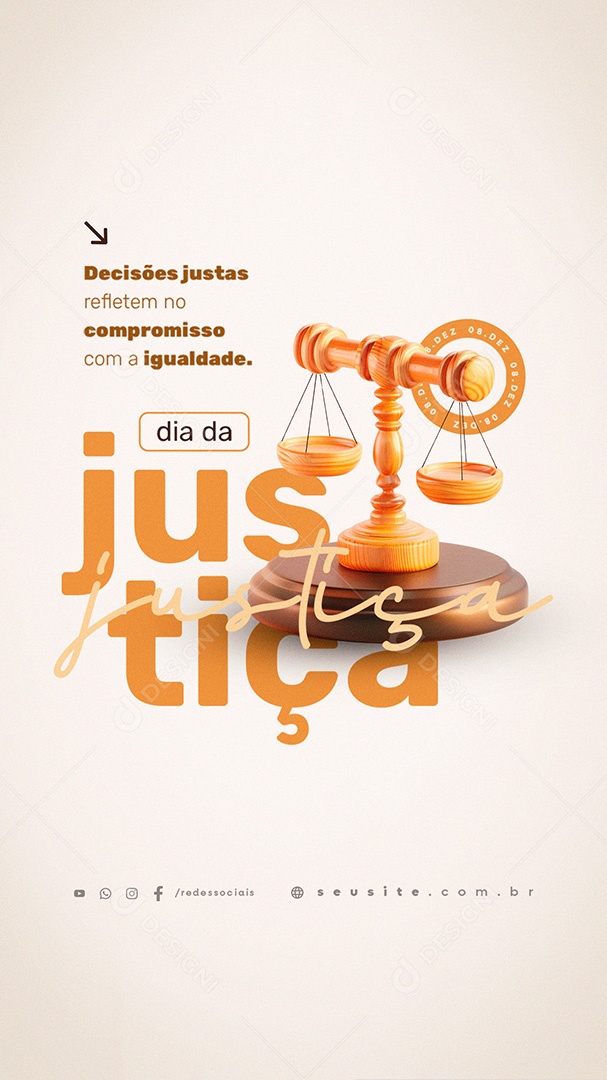 Story Dia da Justiça 08 de Dezembro Decisões Justas Social Media PSD Editável