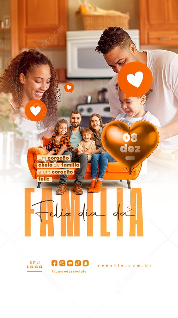 Story Feliz Dia da Família 08 de Dezembro Um Coração Cheio Social Media PSD Editável