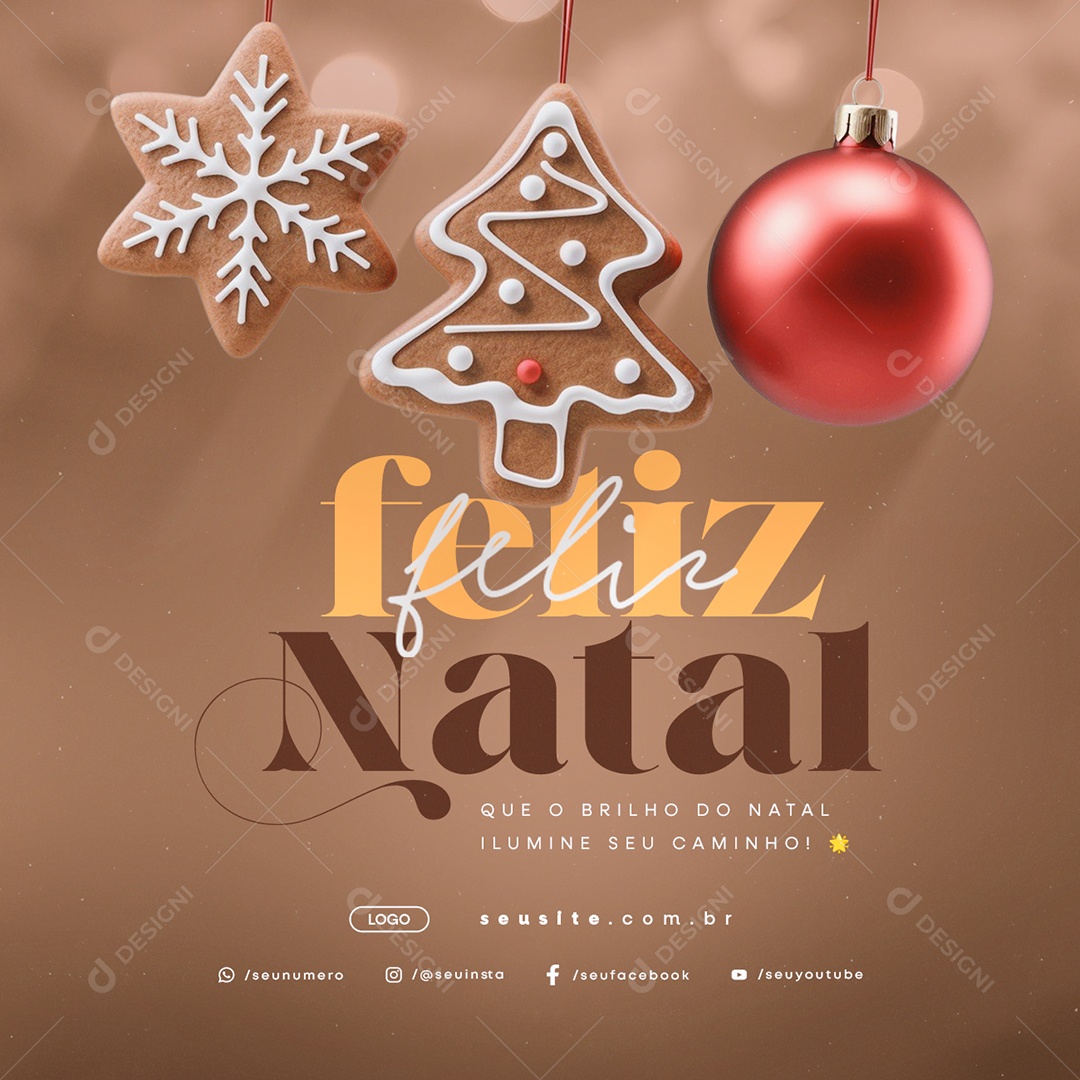 Feliz Natal 25 de Dezembro Ilumine o Seu Caminho Social Media PSD Editável
