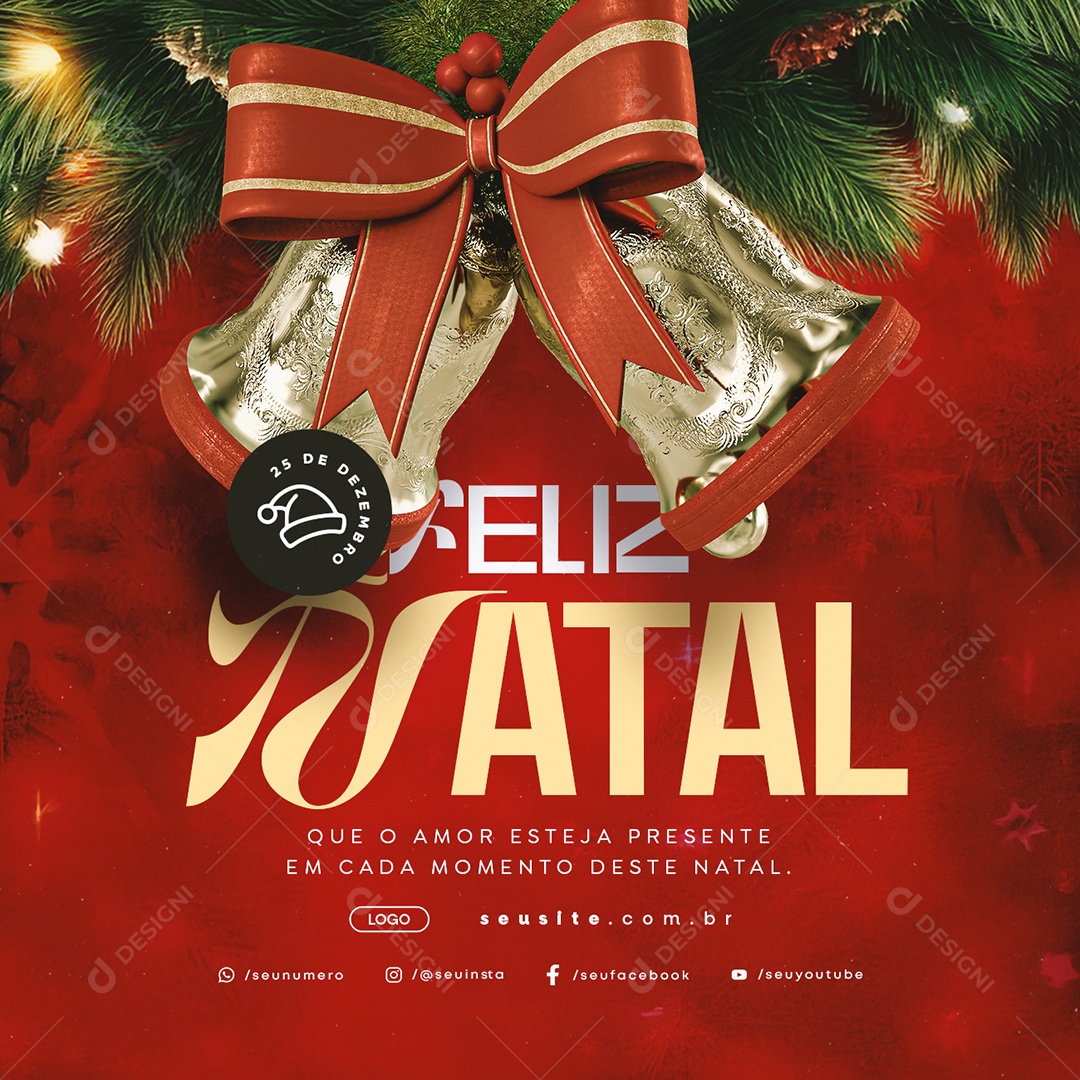Feliz Natal 25 de Dezembro Social Media PSD Editável