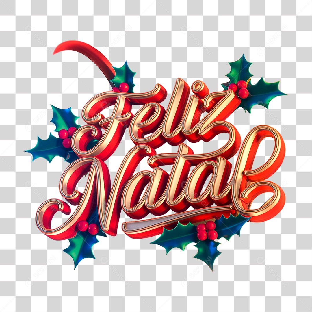 Selo 3D Feliz Natal PNG Transparente