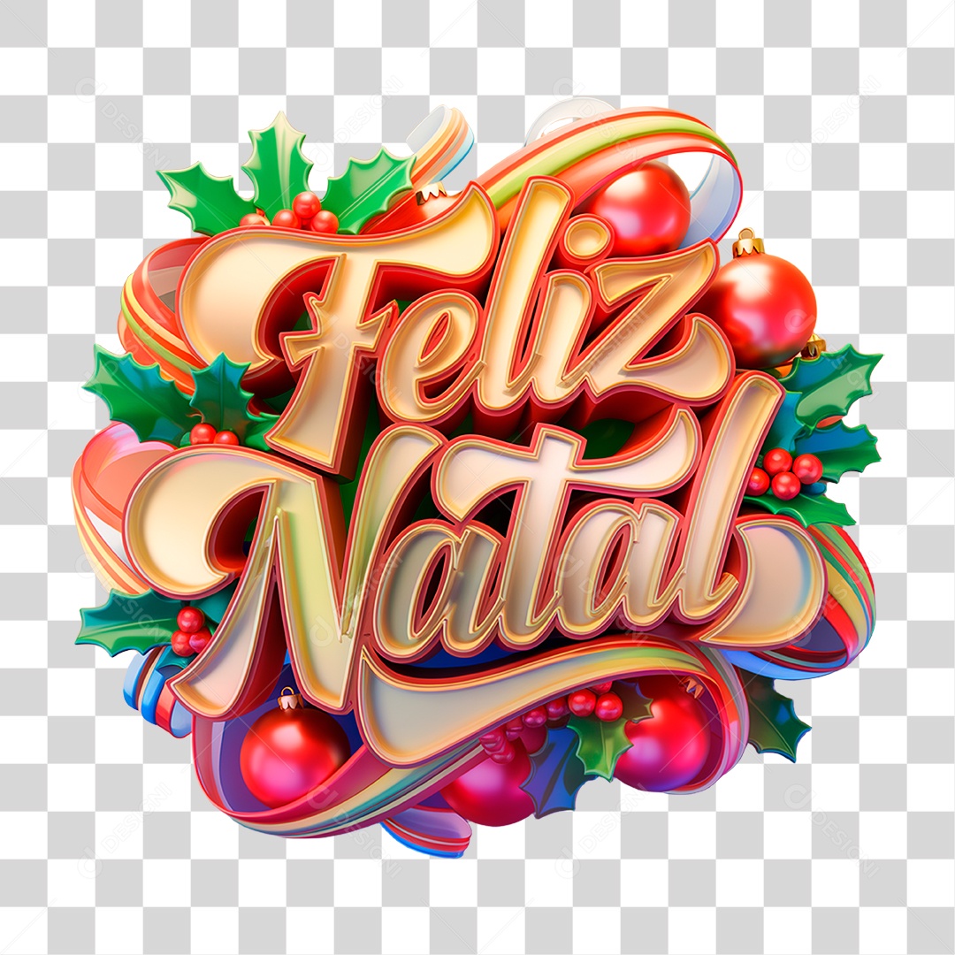 Selo 3D Feliz Natal PNG Transparente