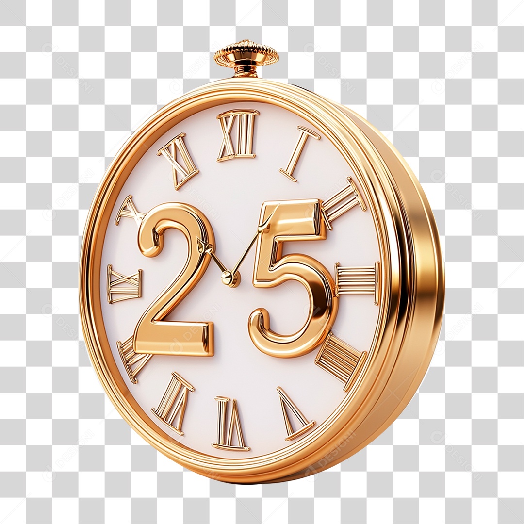 Relógio Despertador com Número 25 PNG Transparente
