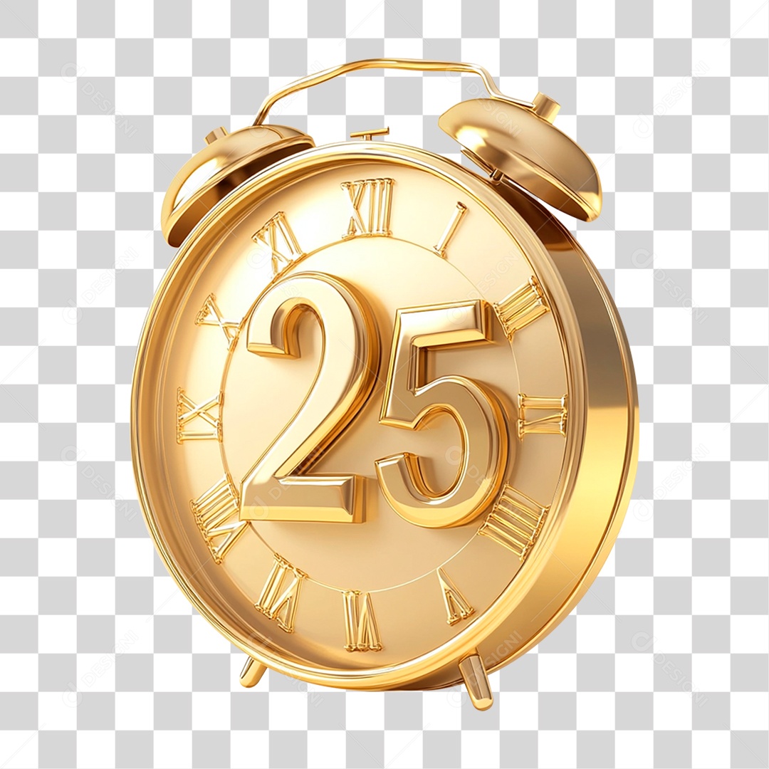 Relógio Despertador com Número 2025 PNG Transparente
