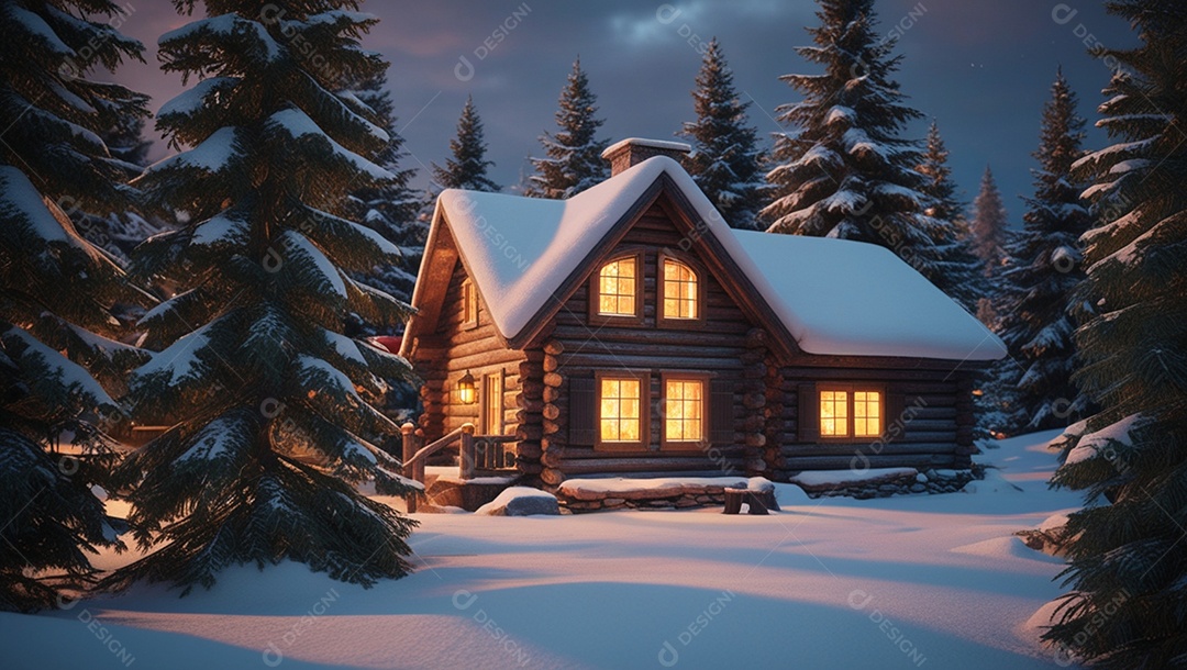 CASA COM ÁRVORES NO INVERNO