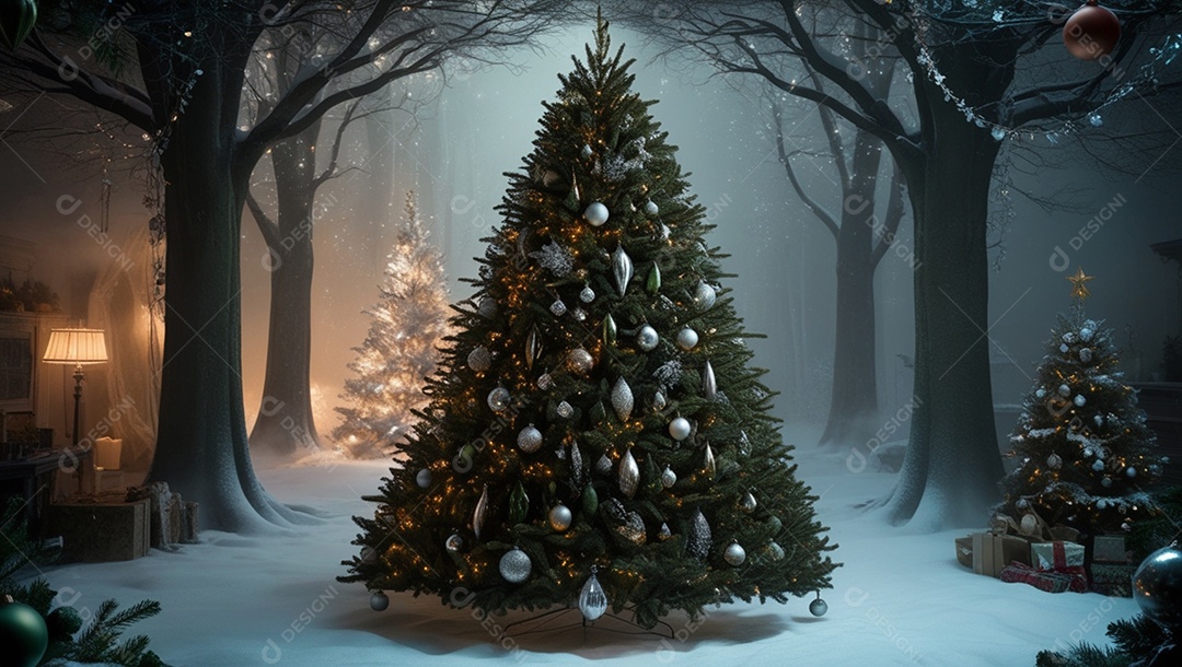 Uma árvore decorada para o natal