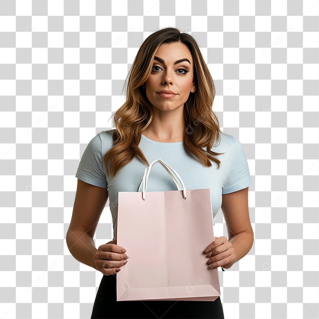 Mulher com Sacola de Compras PNG Transparente