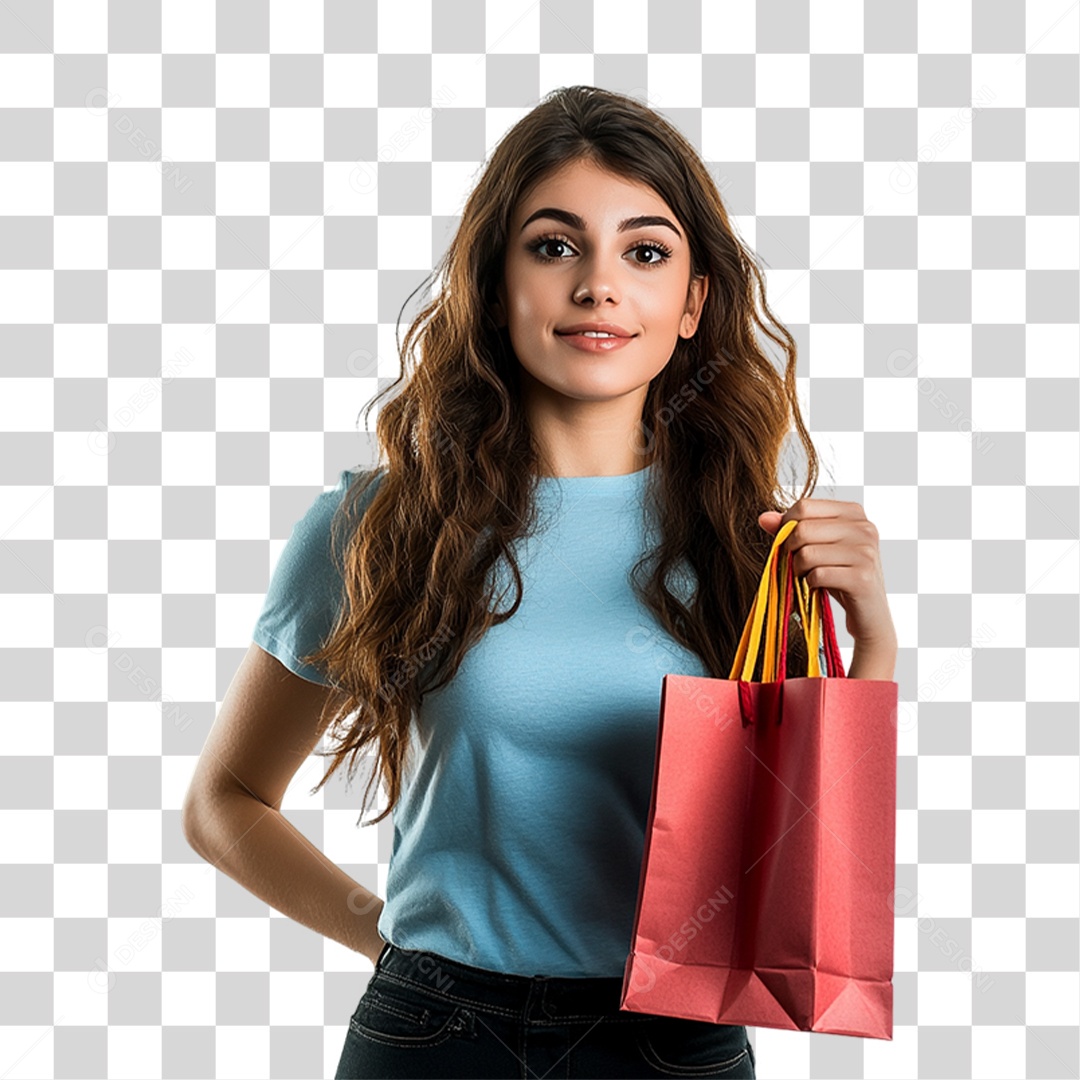 Mulher com Sacola de Compras PNG Transparente