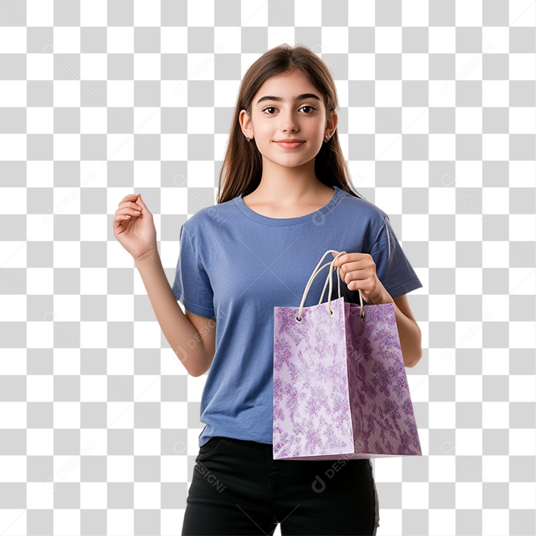 Mulher com Sacola de Compras PNG Transparente