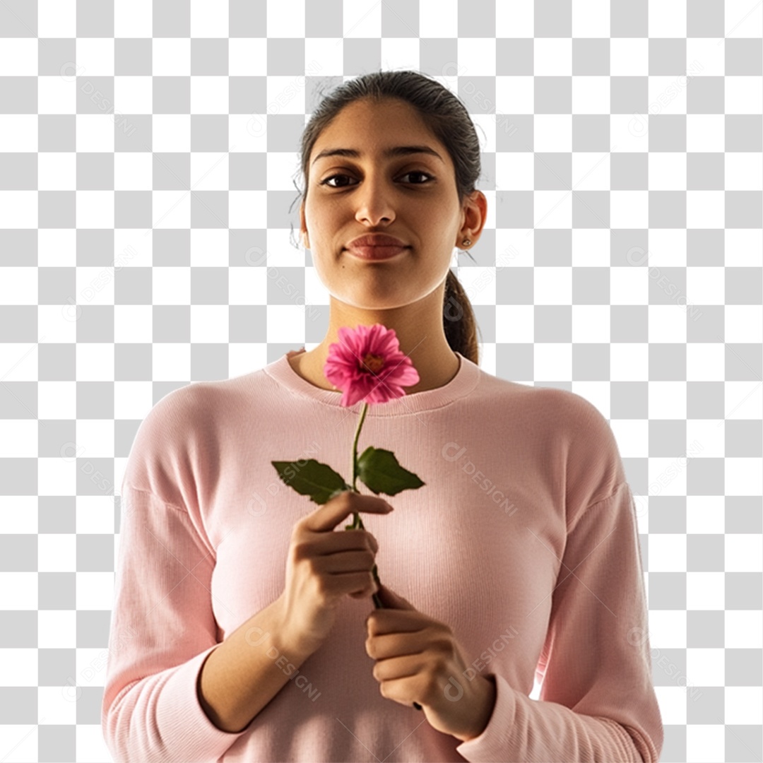 Mulher com Flores PNG Transparente