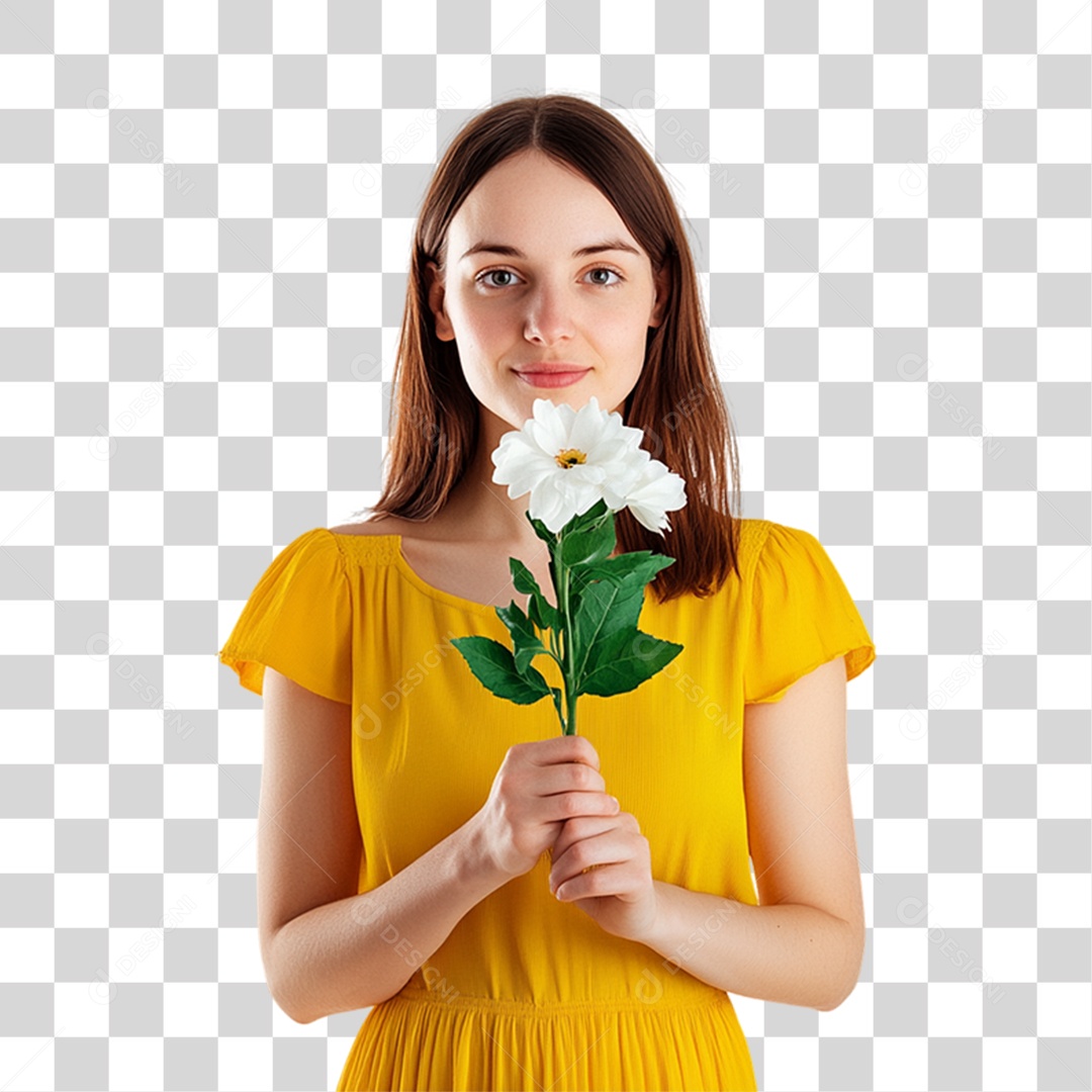 Mulher com Flores PNG Transparente