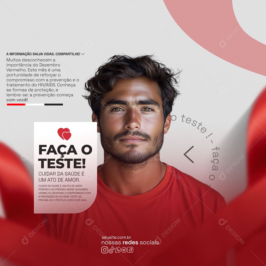 Dezembro Vermelho Faça O Teste Social Media PSD Editável