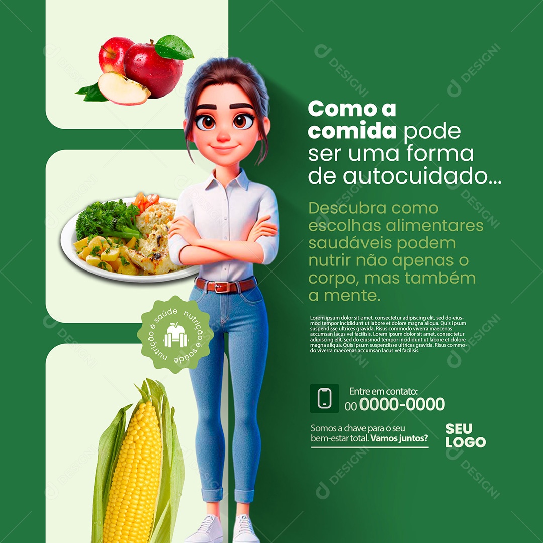 Nutricionista Autocuidado Social Media PSD Editável