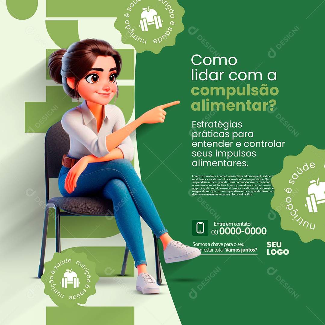 Nutricionista Compulsão Alimentar Social Media PSD Editável