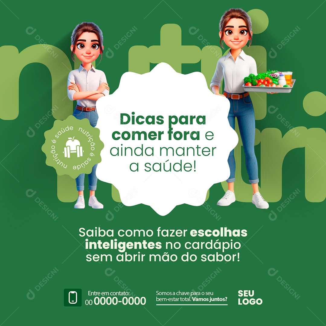 Nutricionista Dicas Para Comer Fora Social Media PSD Editável