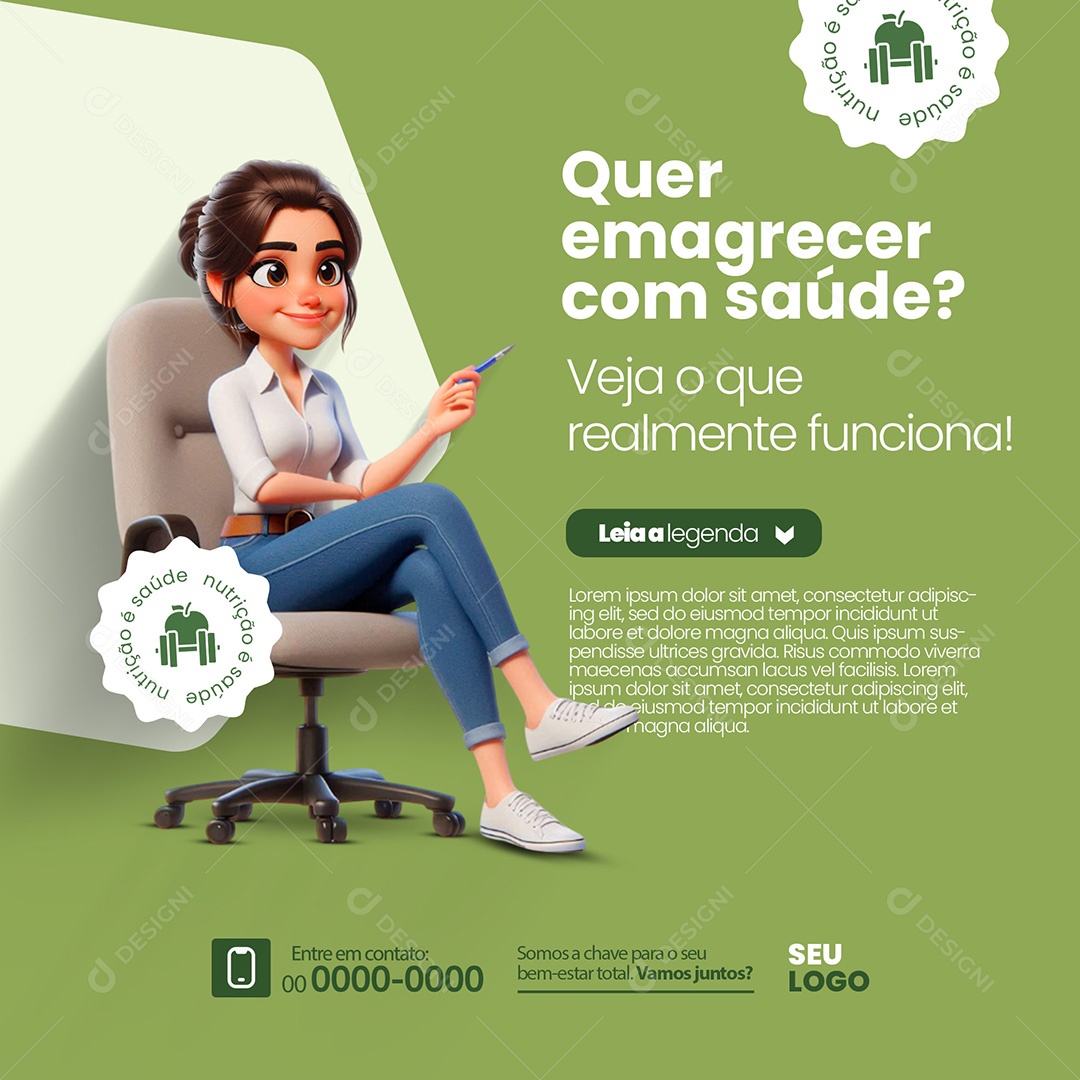 Nutricionista Emagrecer Com Saúde Social Media PSD Editável