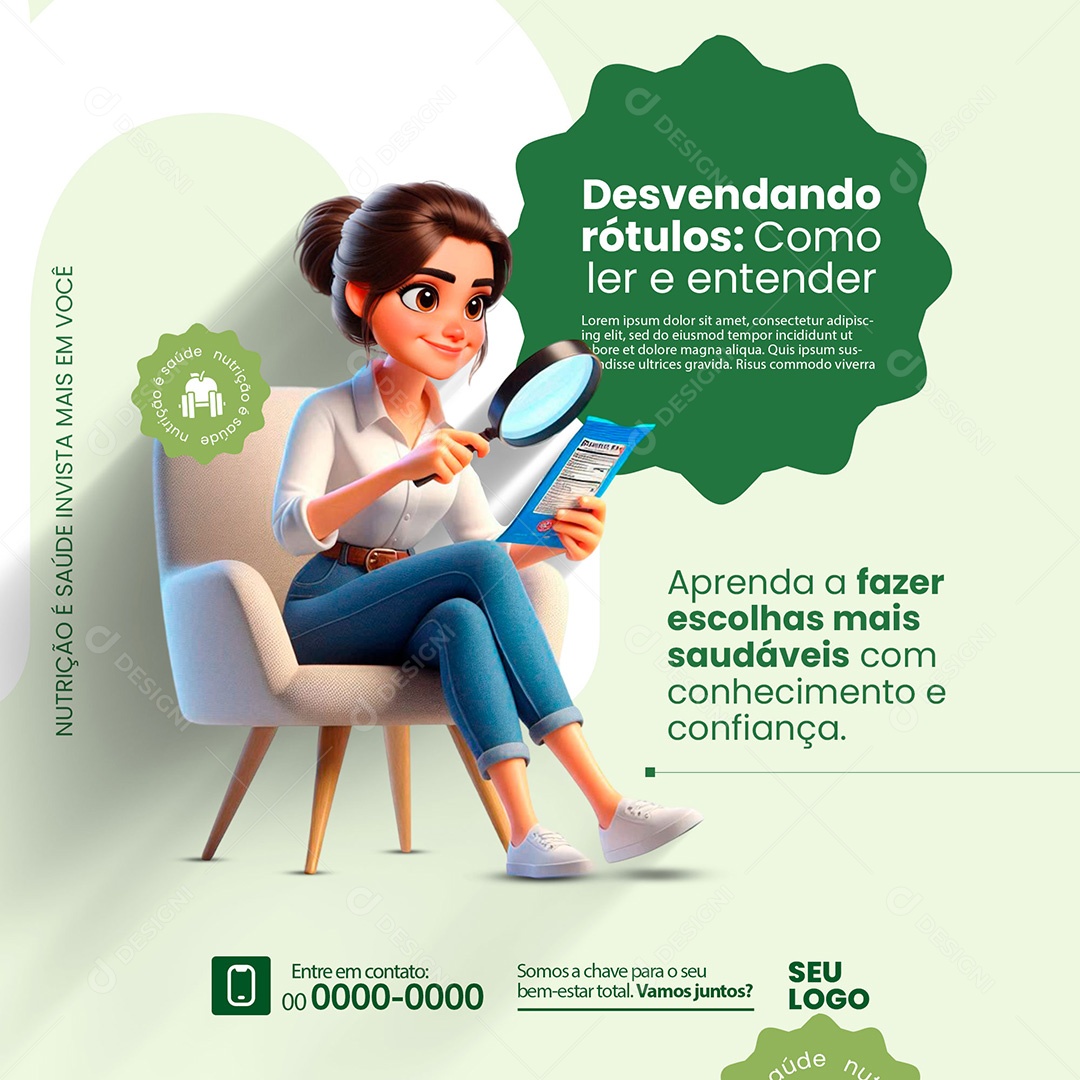 Nutricionista Escolhas Mais Saudáveis Social Media PSD Editável