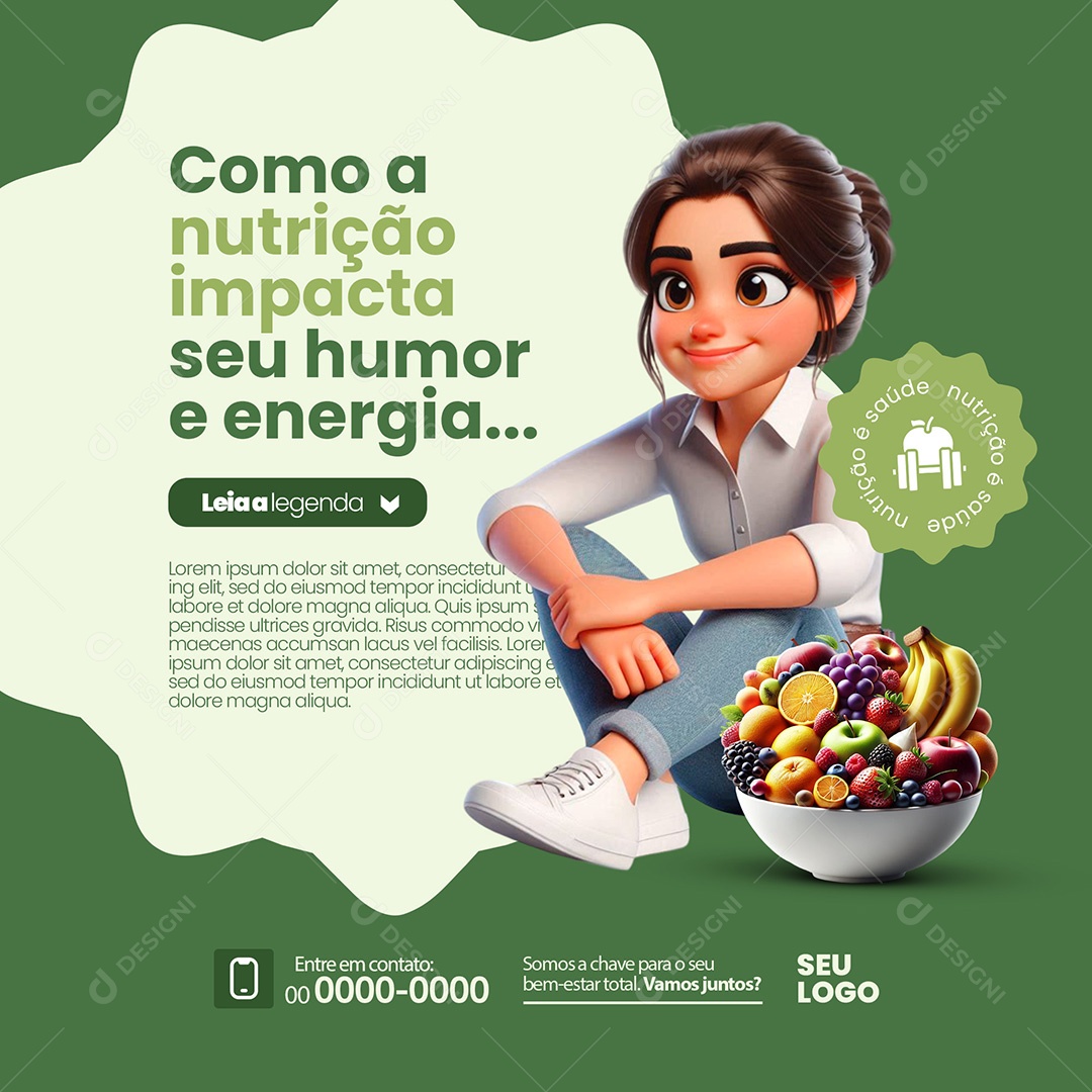 Nutricionista Seu Humor e Energia Social Media PSD Editável