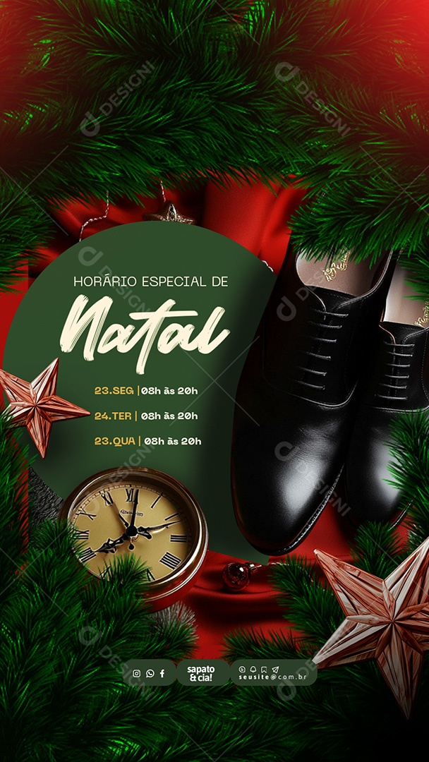 Story Loja de Sapatos Horário Especial de Natal Social Media PSD Editável