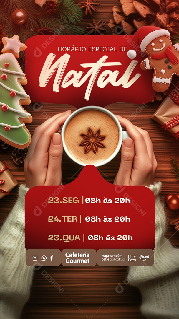 Story Cafeteria Horário Especial de Natal Social Media PSD Editável