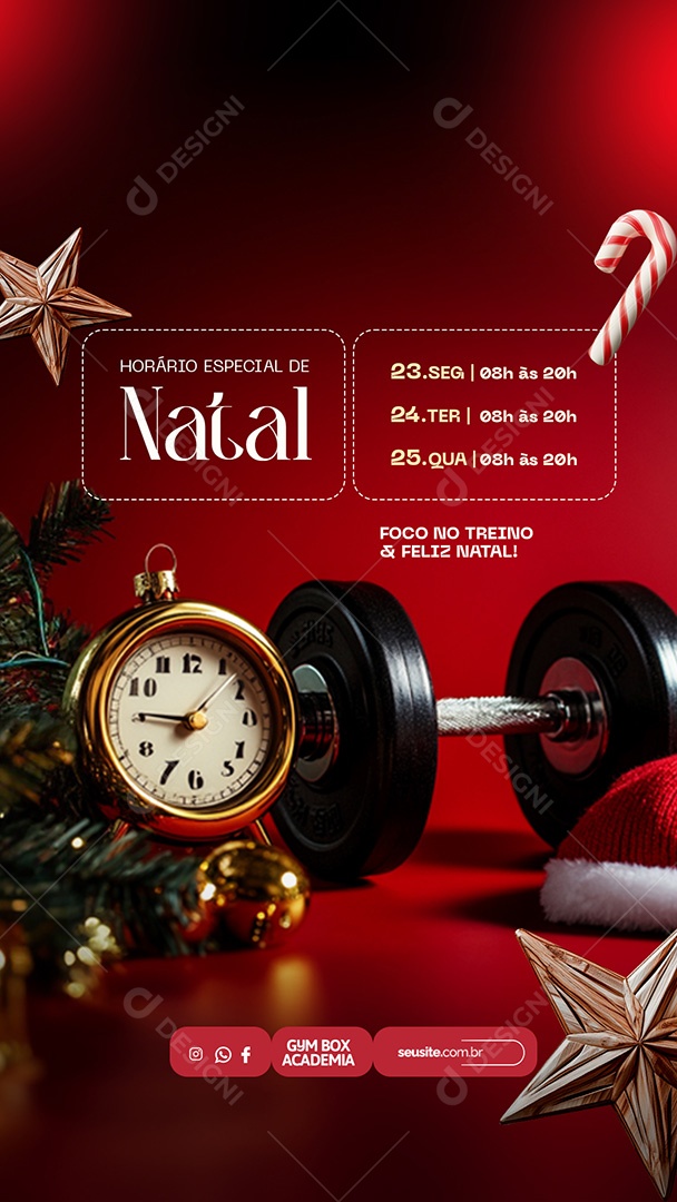 Story Academia Horário Especial de Natal Social Media PSD Editável