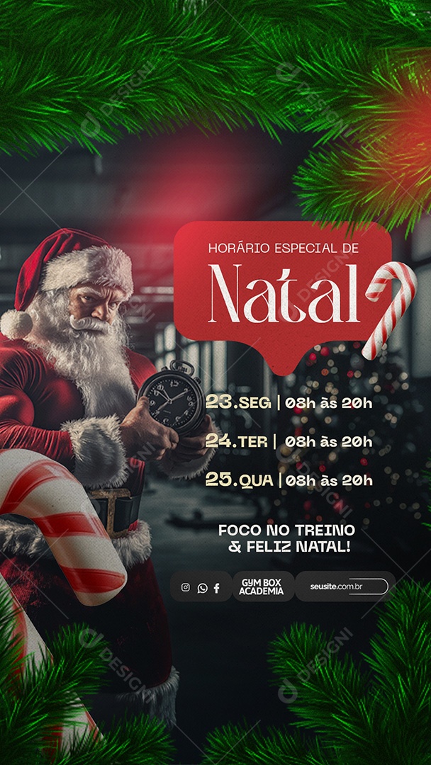Story Academia Horário Especial de Natal Social Media PSD Editável